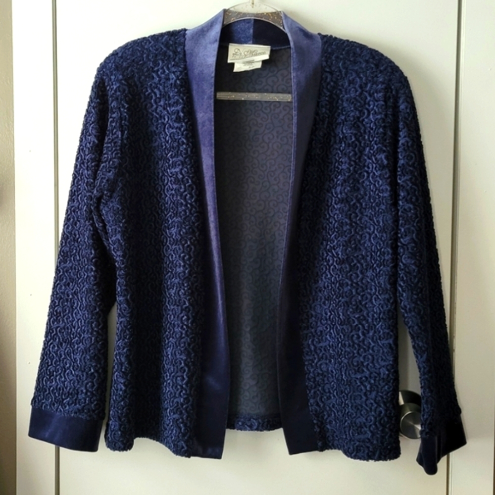 Di Marco Blue Velvet Textured Swirl Dress Jacket